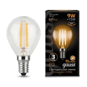 Лампа Gauss LED Filament Globe E14 9W 2700K Улыбка Света